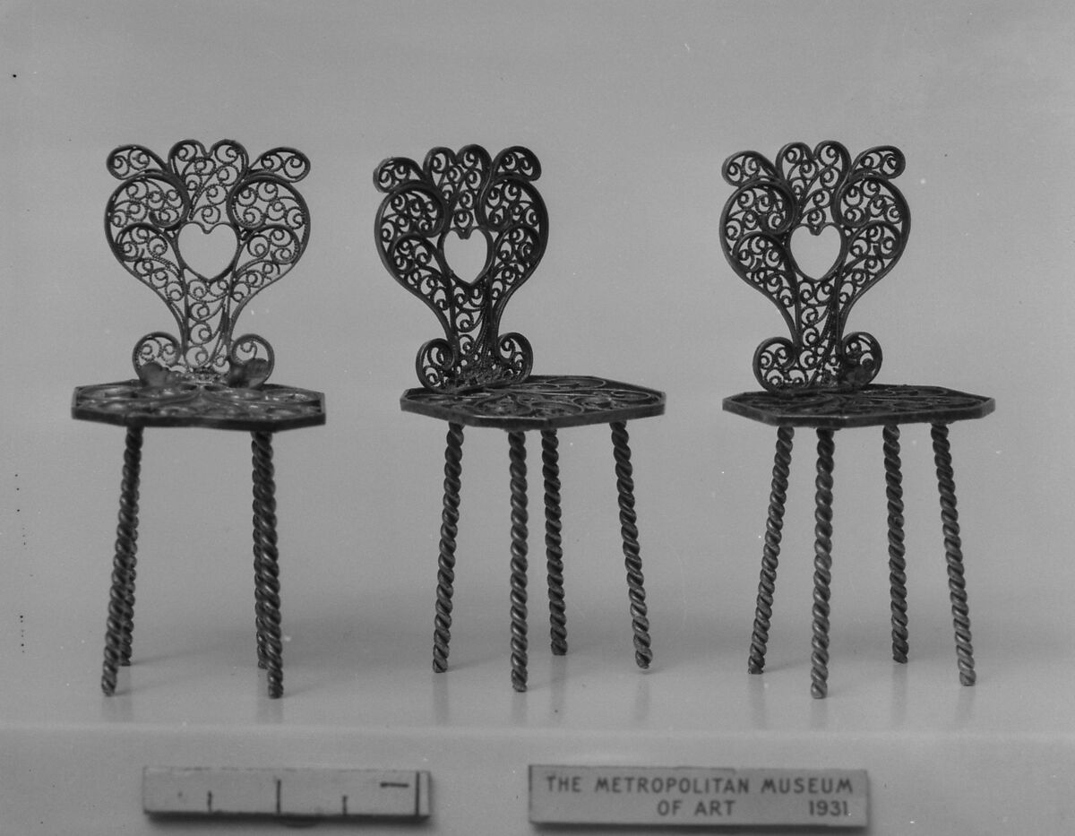 Miniature chair (one of three) (part of a set), Silver, Southern German 