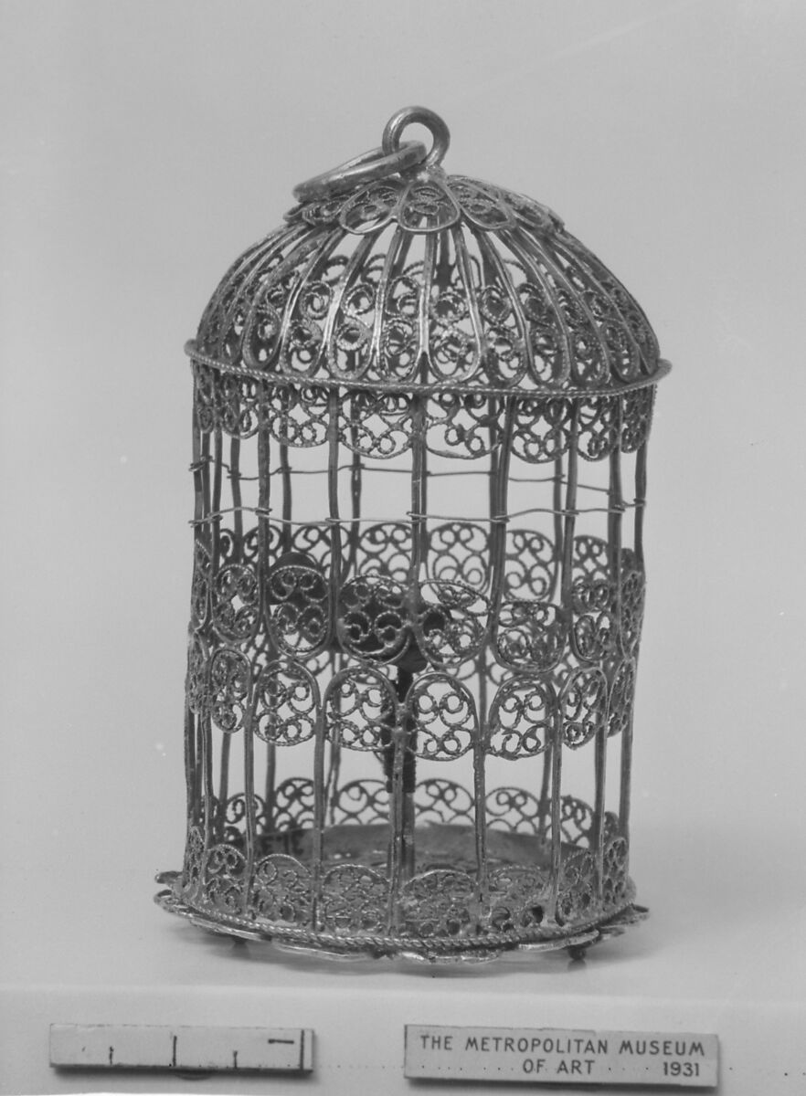 Miniature birdcage (part of a set), Silver, Southern German