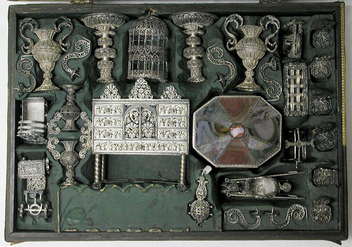 Miniature birdcage (part of a set), Silver, Southern German