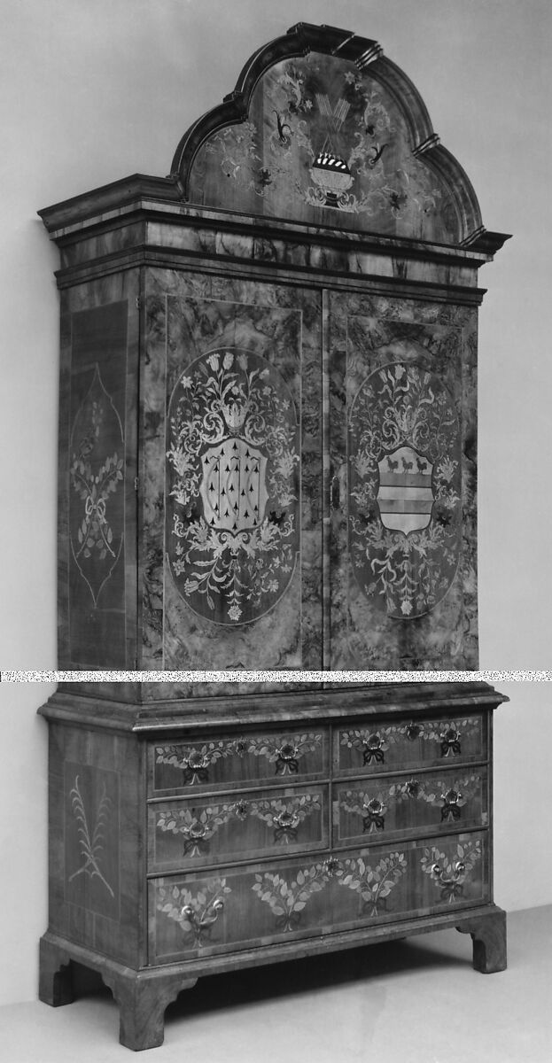 Cabinet, Oak, walnut and various other woods, British