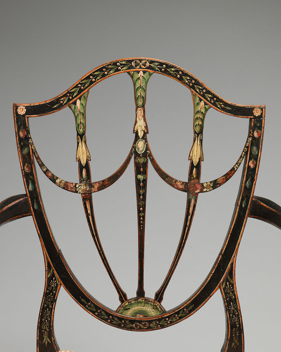 Pair of armchairs, Painted beechwood, British