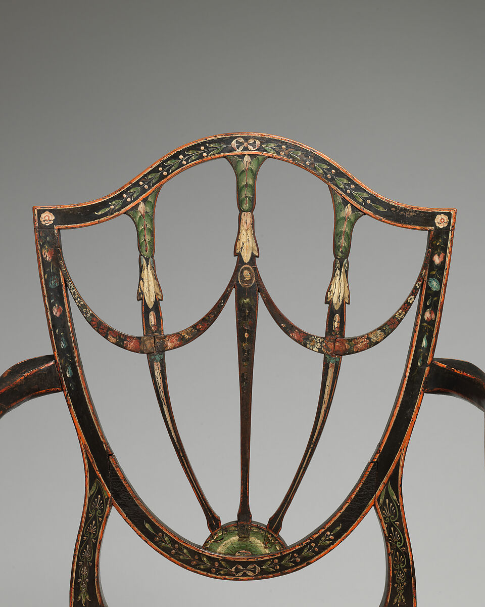 Pair of armchairs, Painted beechwood, British