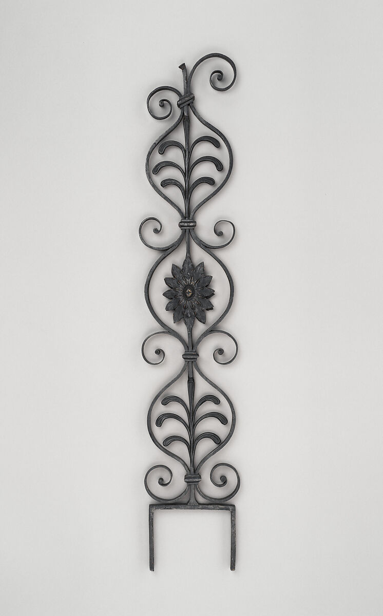 Iron baluster (one of a pair), Wrought iron, brass, British