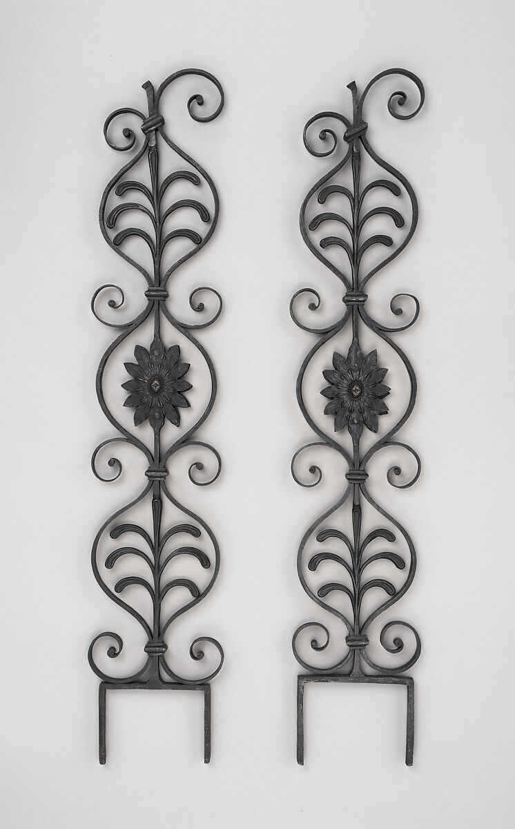 Iron baluster (one of a pair), Wrought iron, brass, British