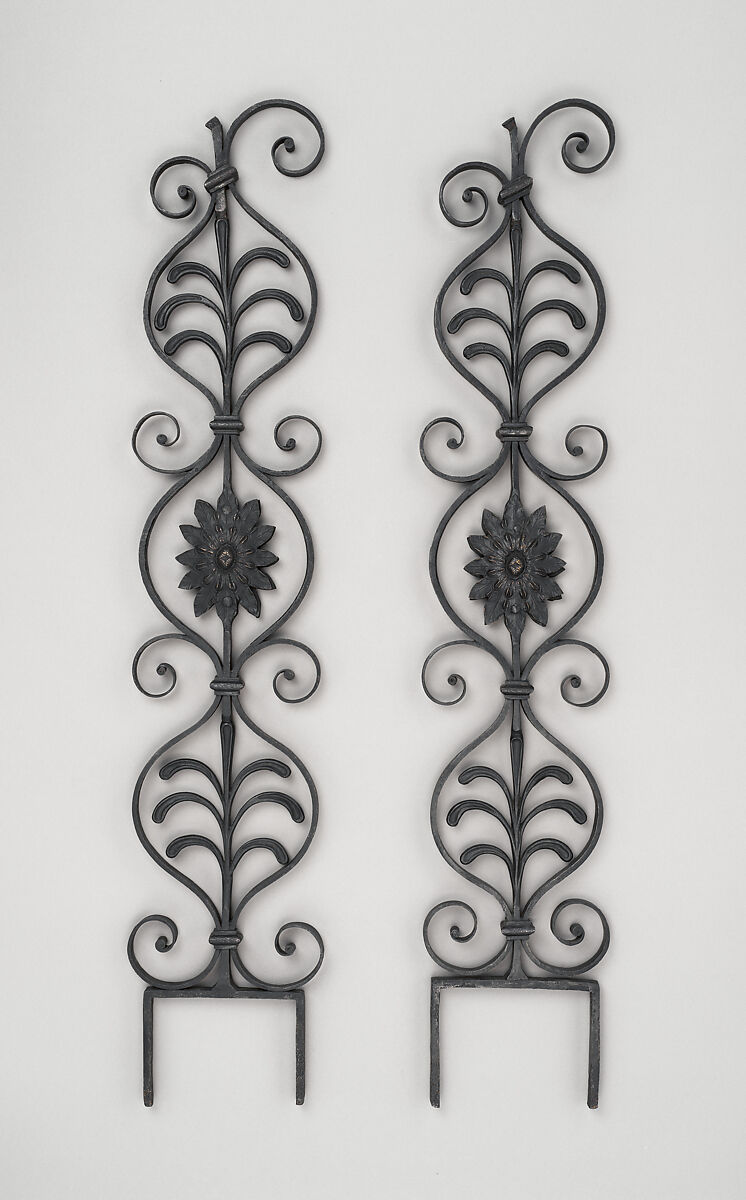 Iron baluster (one of a pair), Wrought iron, brass, British 