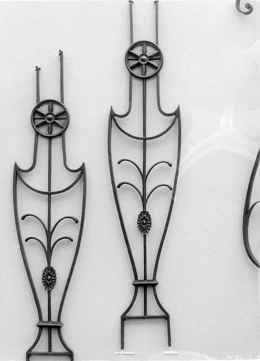 Baluster (one of pair), Wrought iron, brass, British
