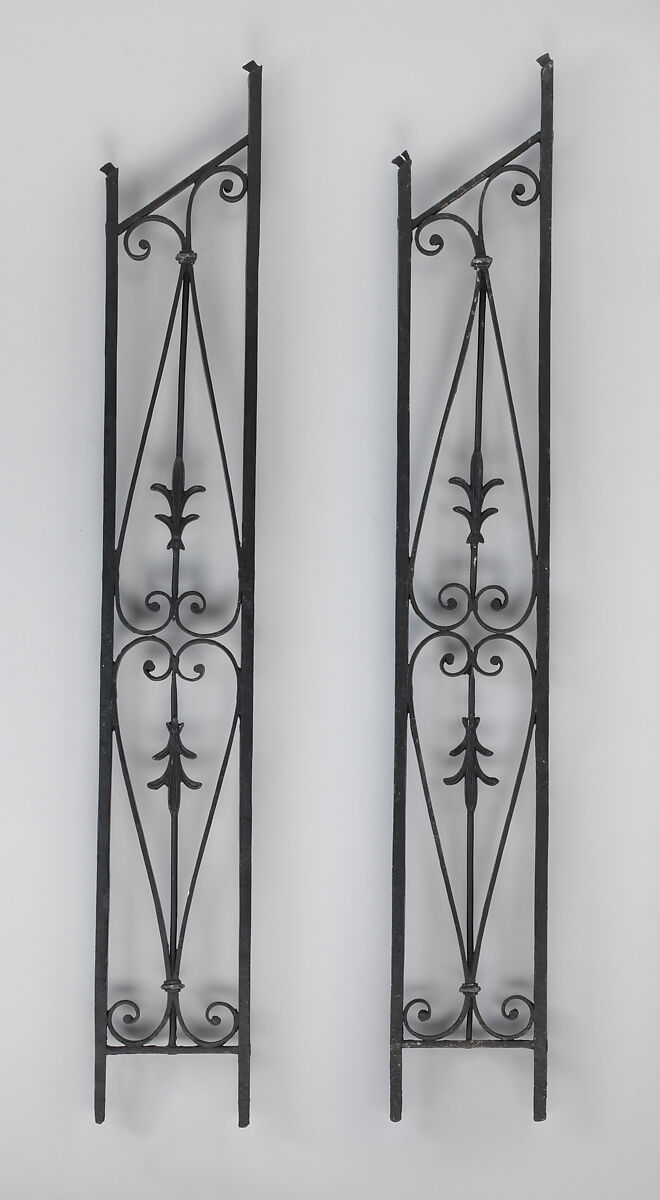 Iron baluster (one of a pair), Wrought iron, lead, British 