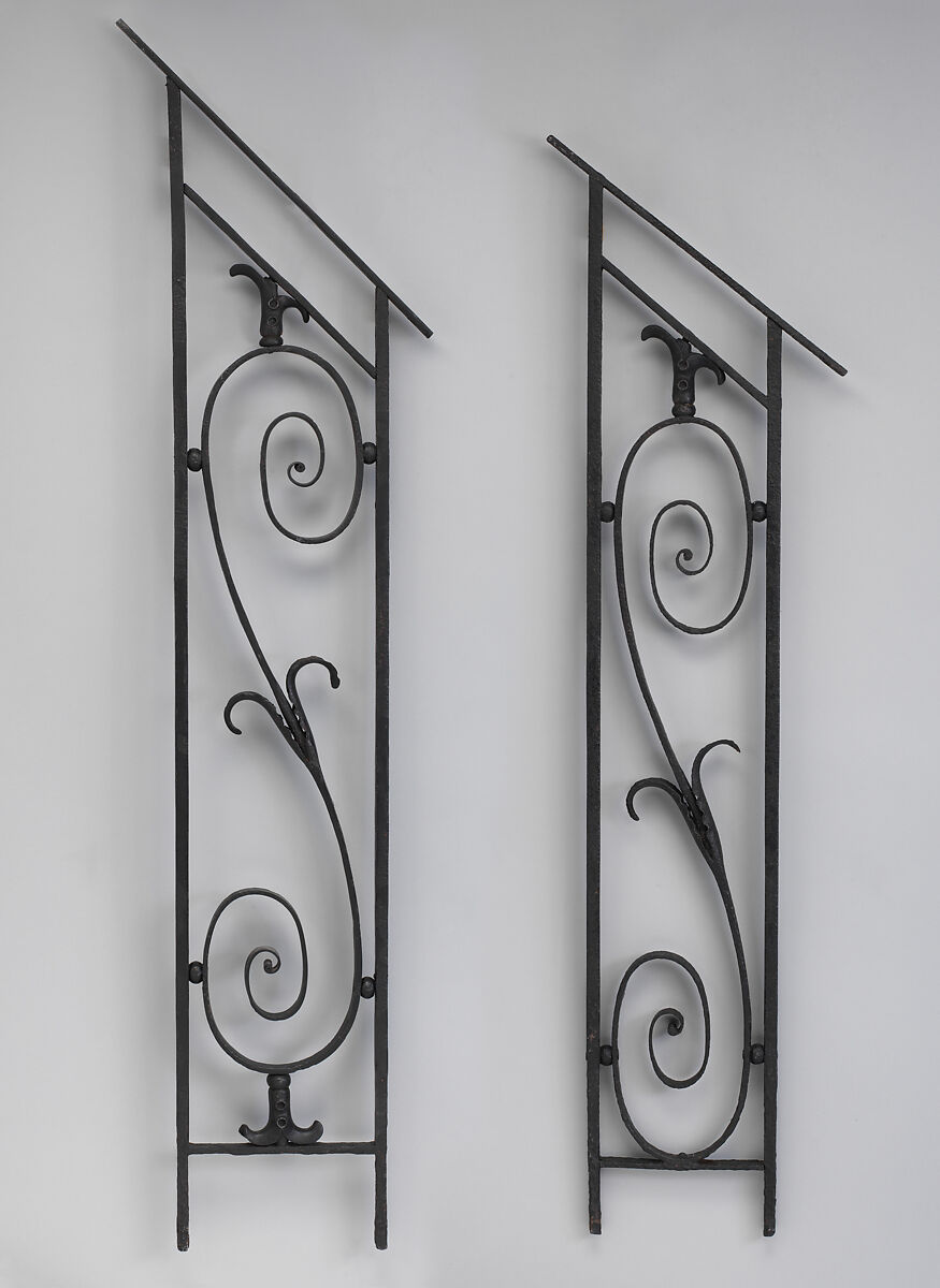 Iron baluster (one of a pair), Wrought iron, British 