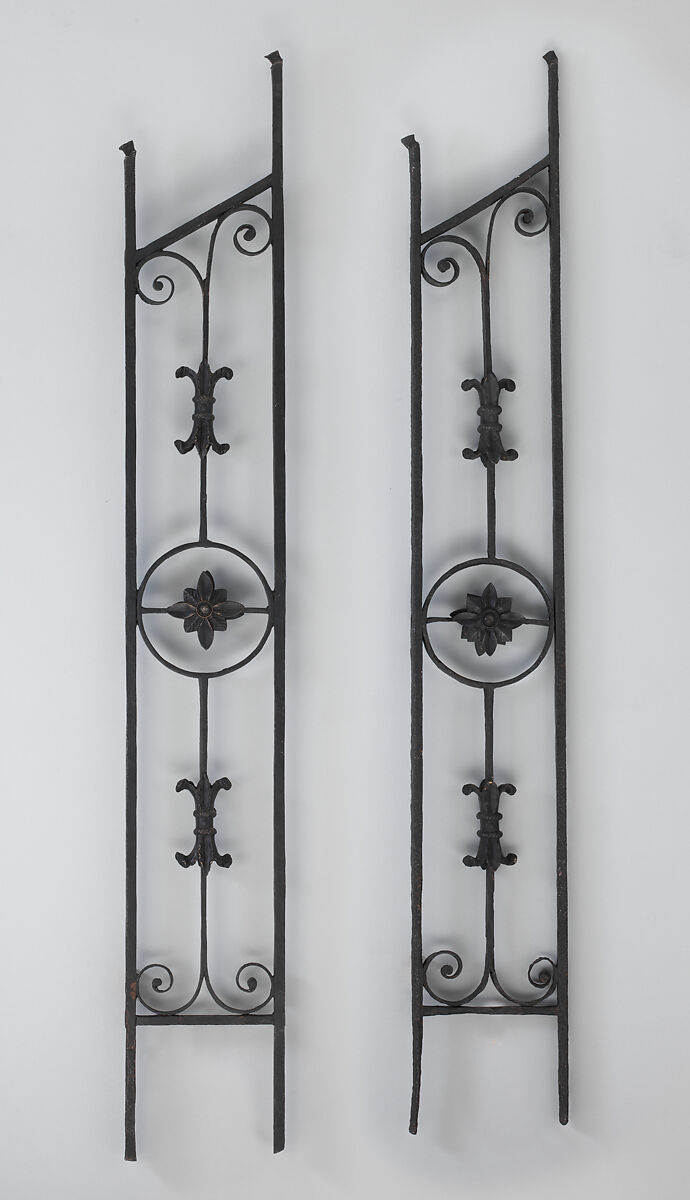 Iron baluster (one of a pair), Wrought iron, brass, British 