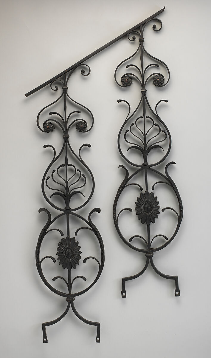 Pair of iron balusters, Wrought iron, lead, British 