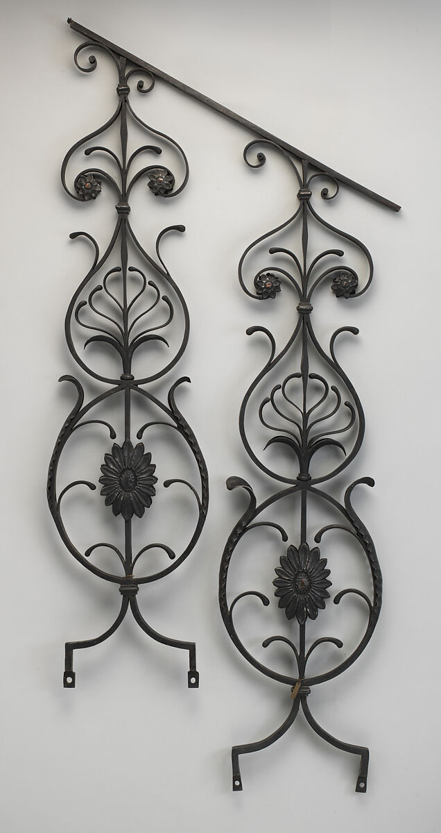 Pair of iron balusters, Wrought iron, lead, British
