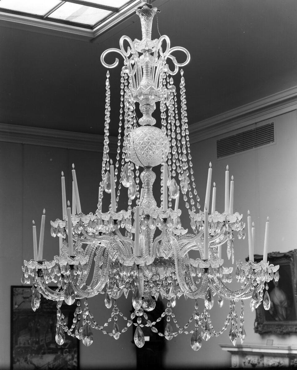 Chandelier, Glass, probably British 