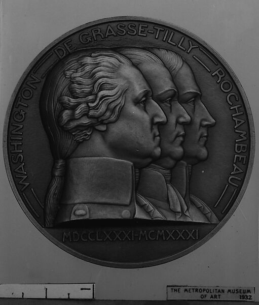 Commemorating the Sesquicentennial Celebration of the Capitulation of Yorktown, Medalist: Pierre Turin (French, Sucy-en-Brie 1891–1968), Bronze, French 