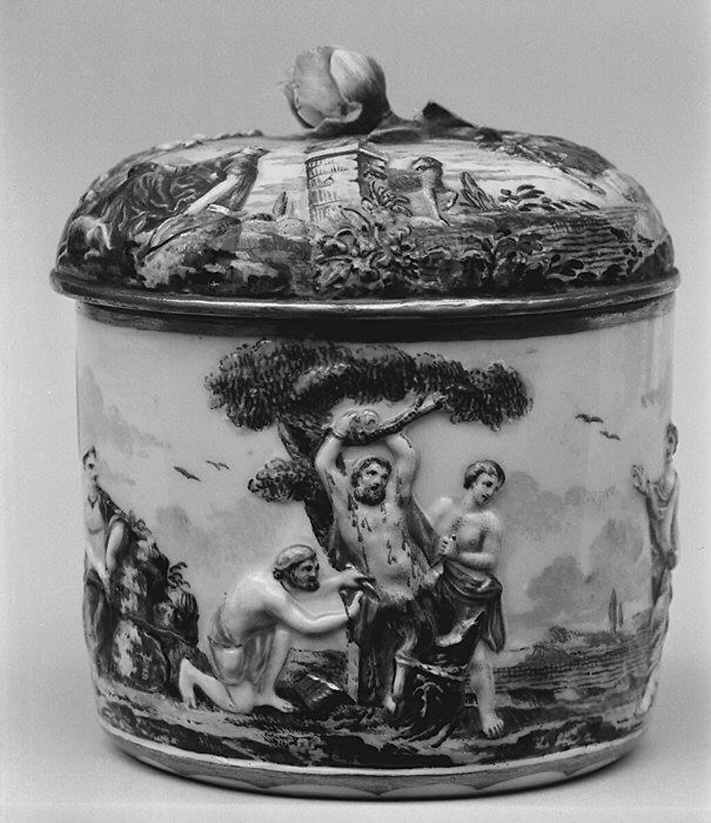 Sugar bowl with cover (part of a service), Doccia Porcelain Manufactory (Italian, 1737–1896), Hard-paste porcelain, Italian, Florence 
