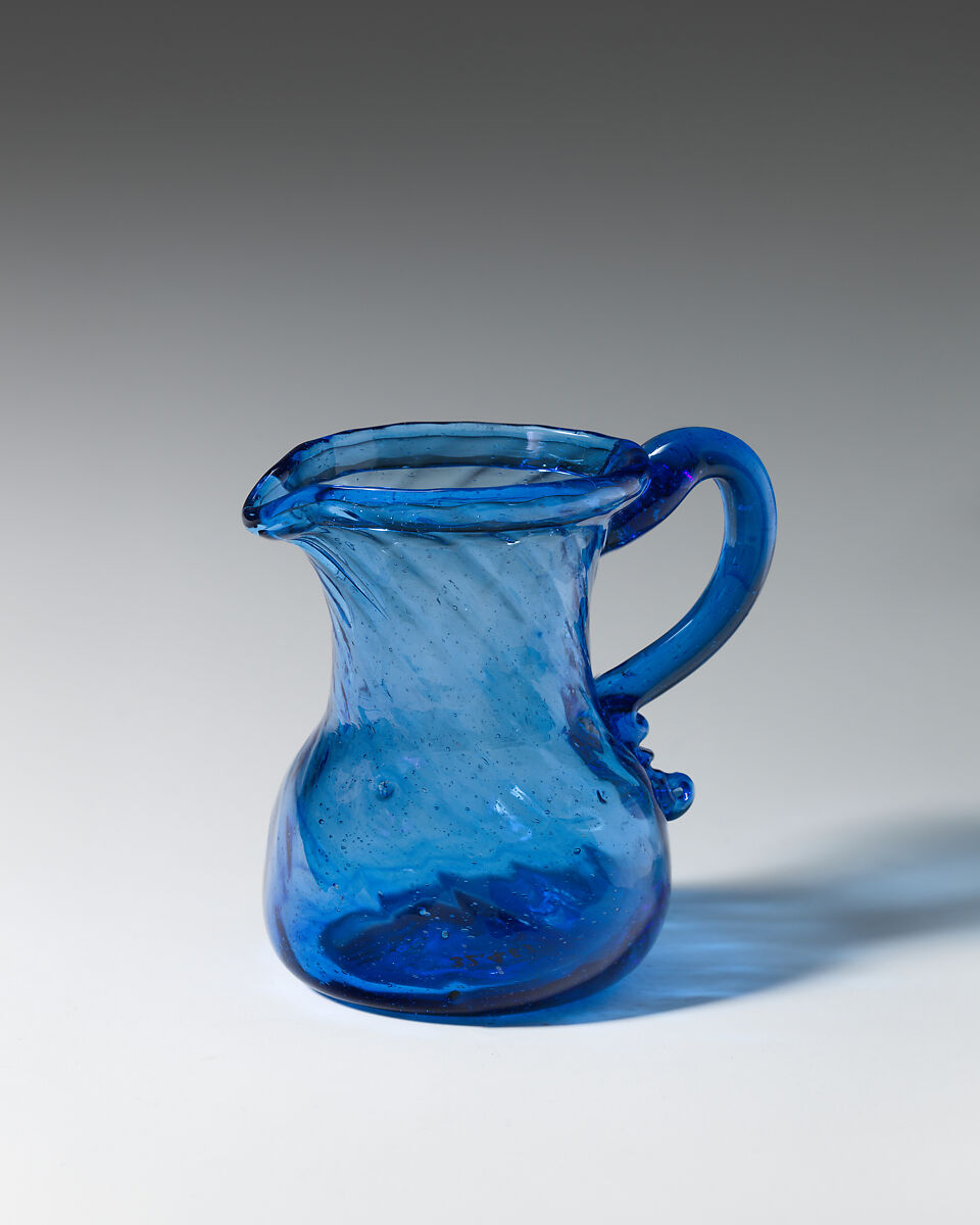 Milk jug, Glass, British, Bristol 