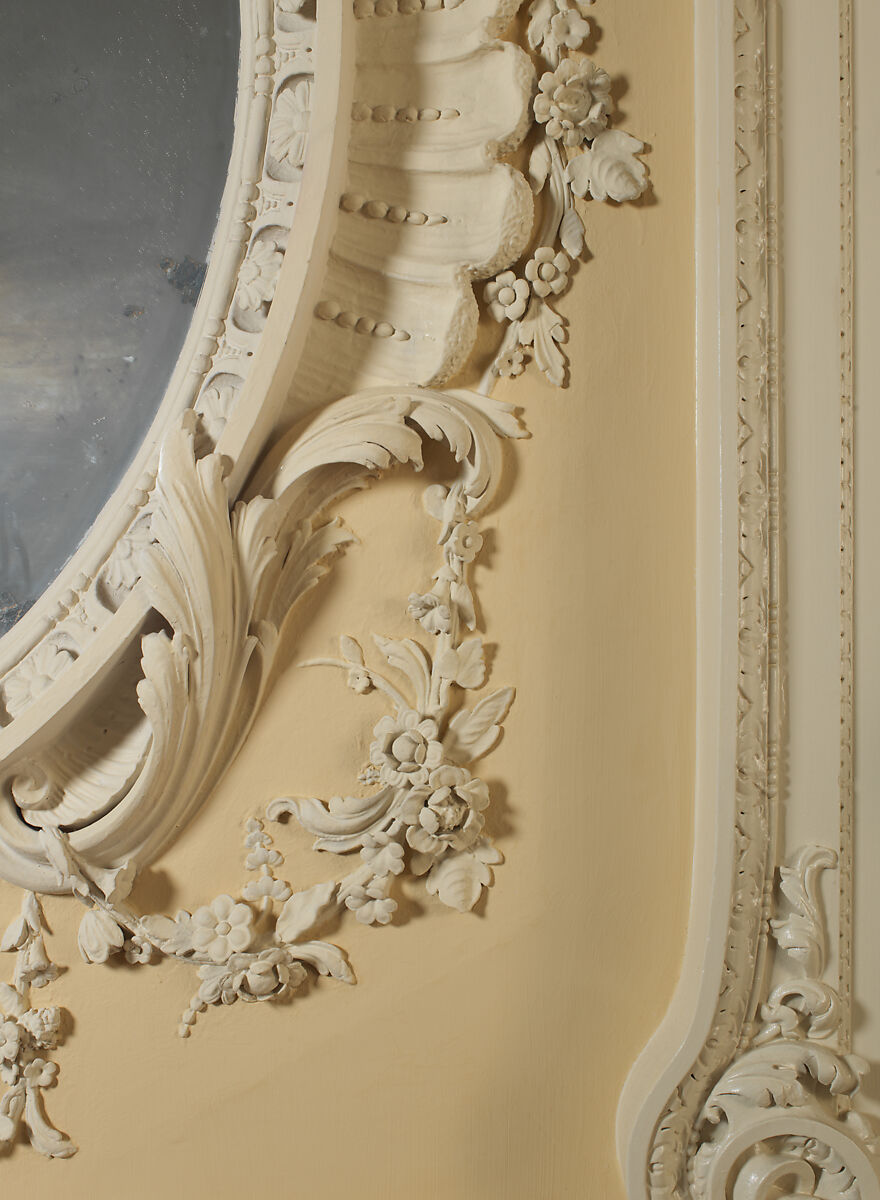 Dining room from Kirtlington Park, John Sanderson (active from ca. 1730–died 1774), Wood, plaster, marble, British, Oxfordshire