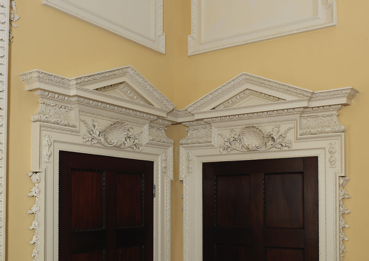 Dining room from Kirtlington Park, John Sanderson (active from ca. 1730–died 1774), Wood, plaster, marble, British, Oxfordshire