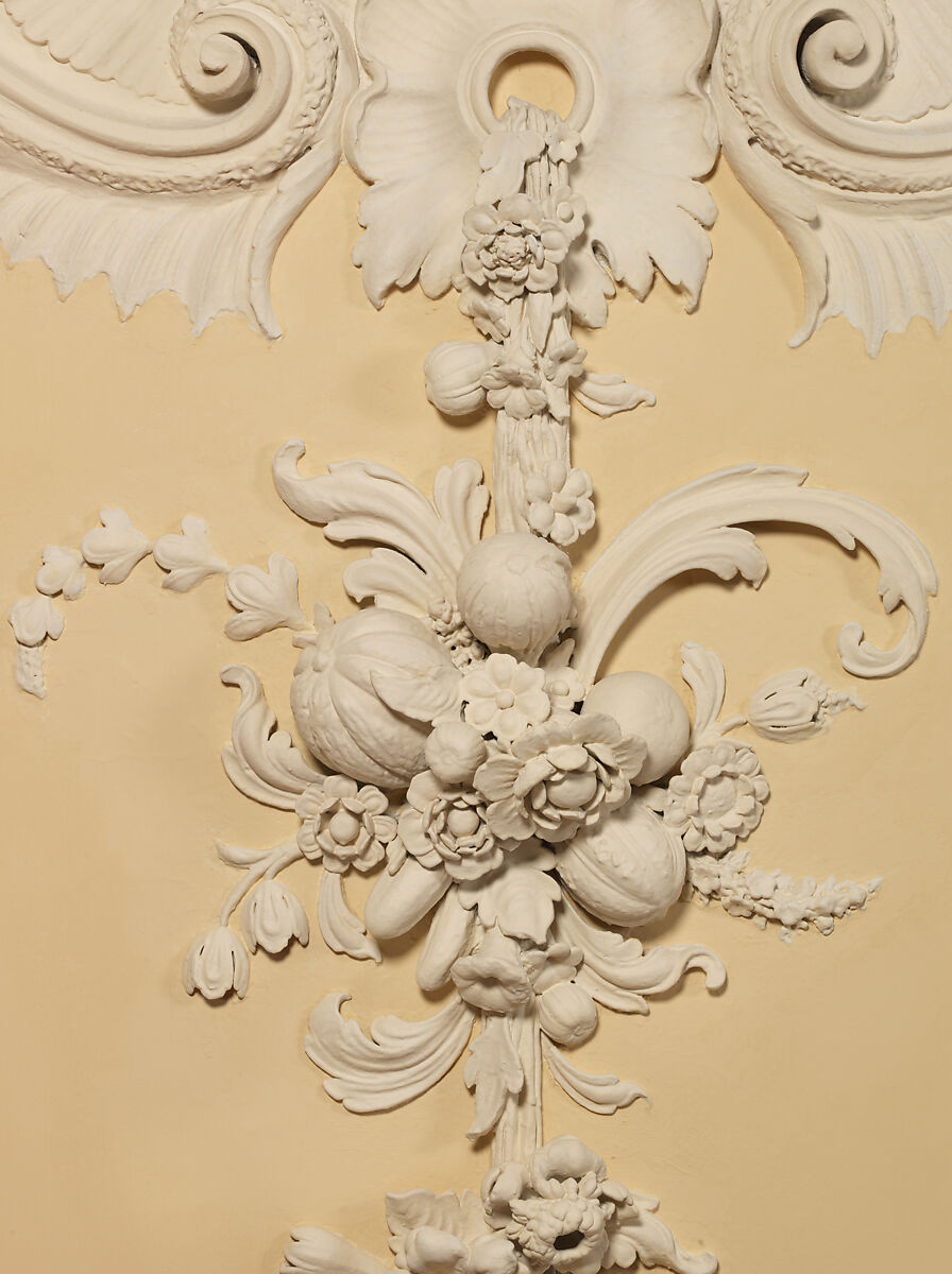 Dining room from Kirtlington Park, John Sanderson (active from ca. 1730–died 1774), Wood, plaster, marble, British, Oxfordshire