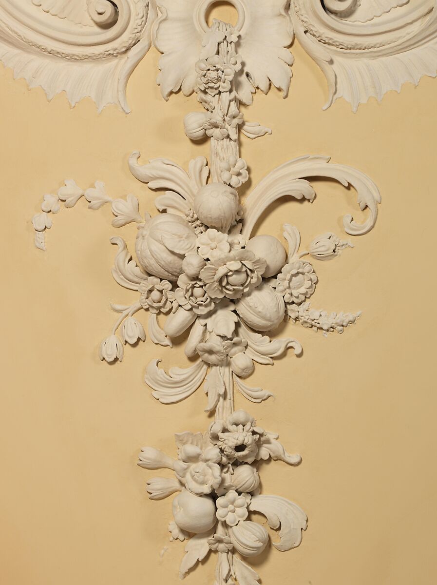 Dining room from Kirtlington Park, John Sanderson (active from ca. 1730–died 1774), Wood, plaster, marble, British, Oxfordshire