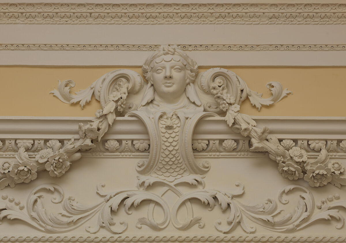 Dining room from Kirtlington Park, John Sanderson (active from ca. 1730–died 1774), Wood, plaster, marble, British, Oxfordshire