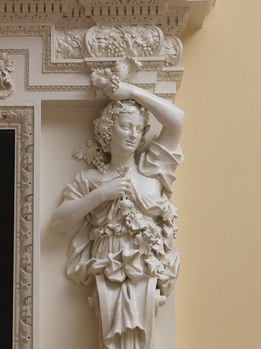 Dining room from Kirtlington Park, John Sanderson (active from ca. 1730–died 1774), Wood, plaster, marble, British, Oxfordshire