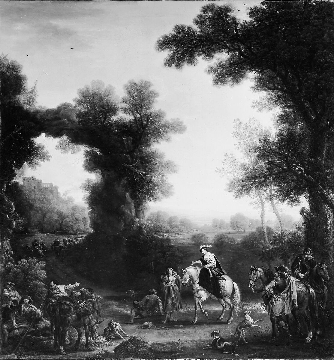 Classical Landscape with Roma Figures, John Wootton (British, Snitterfield, Warwickshire 1681/82–1764 London), Oil on canvas, British