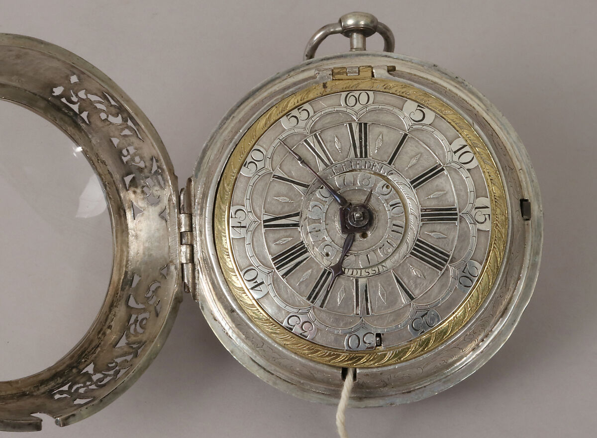 Travelling watch clock, Watchmaker: Johann Gottfried Kriedel (German, 1702–1757), Silver, brass, steel, German, Bautzen