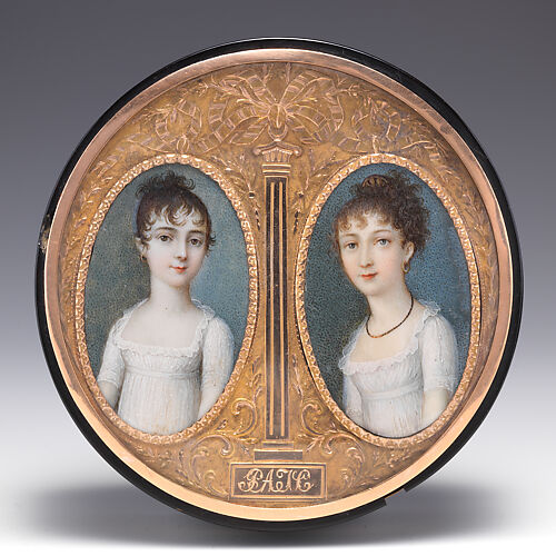 Box with portraits of two sisters