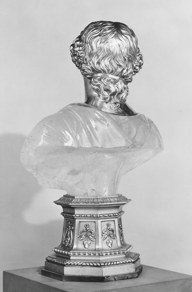 Laudomia de' Medici, Head: silver-gilt (cast, probably repoussé); torso: crystal; plinth: cast silver, Italian or French