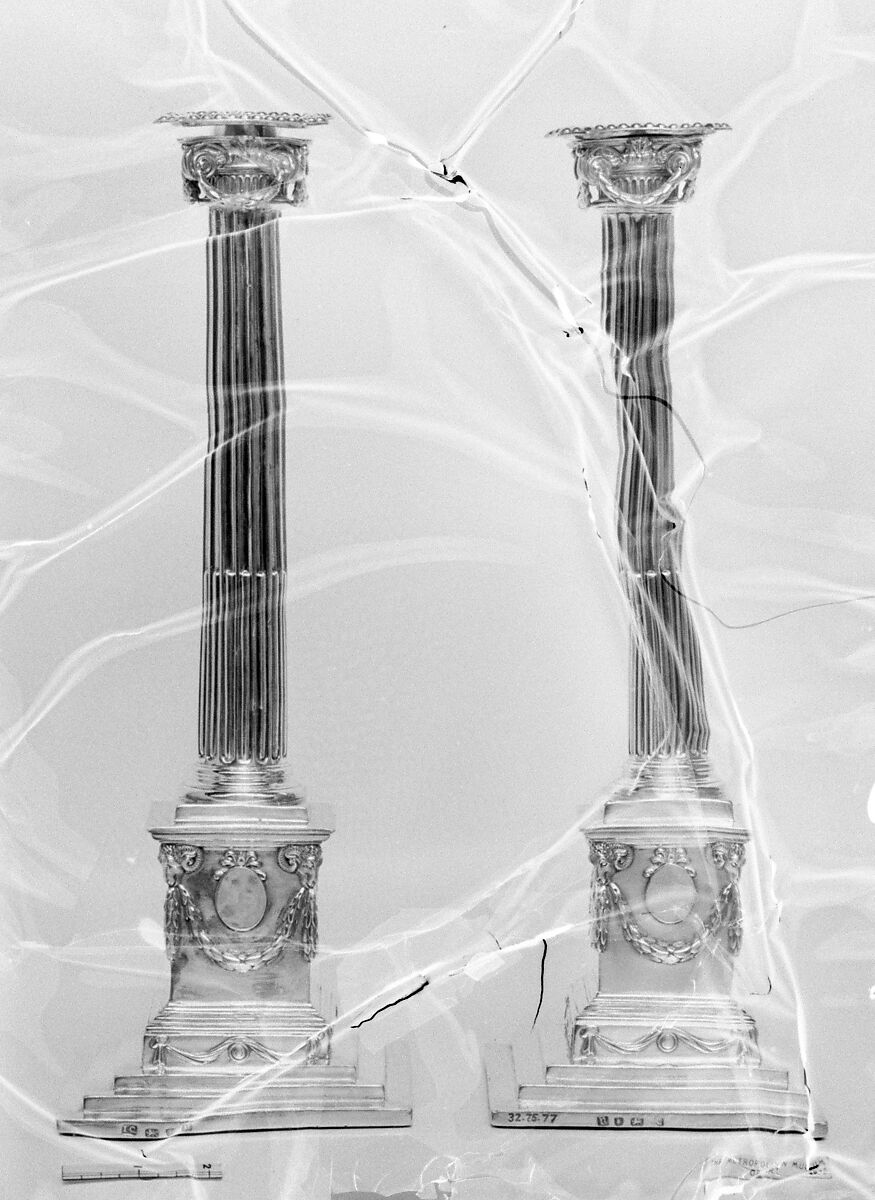 Pair of candlesticks, John Carter II (active 1768–1777), Silver, British, London 