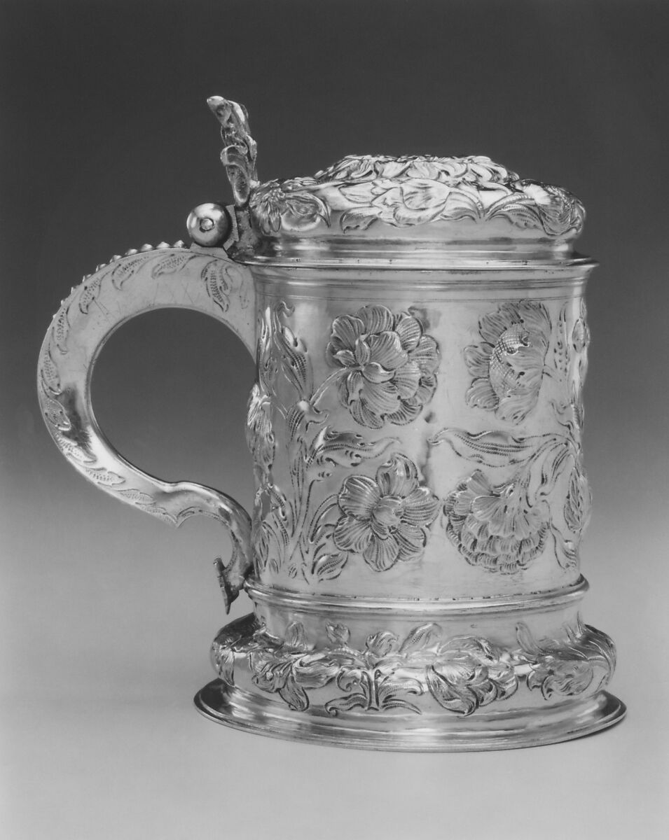 Tankard, Hanss Lambrecht III (active 1630–70), Silver, partly gilded, German, Hamburg 