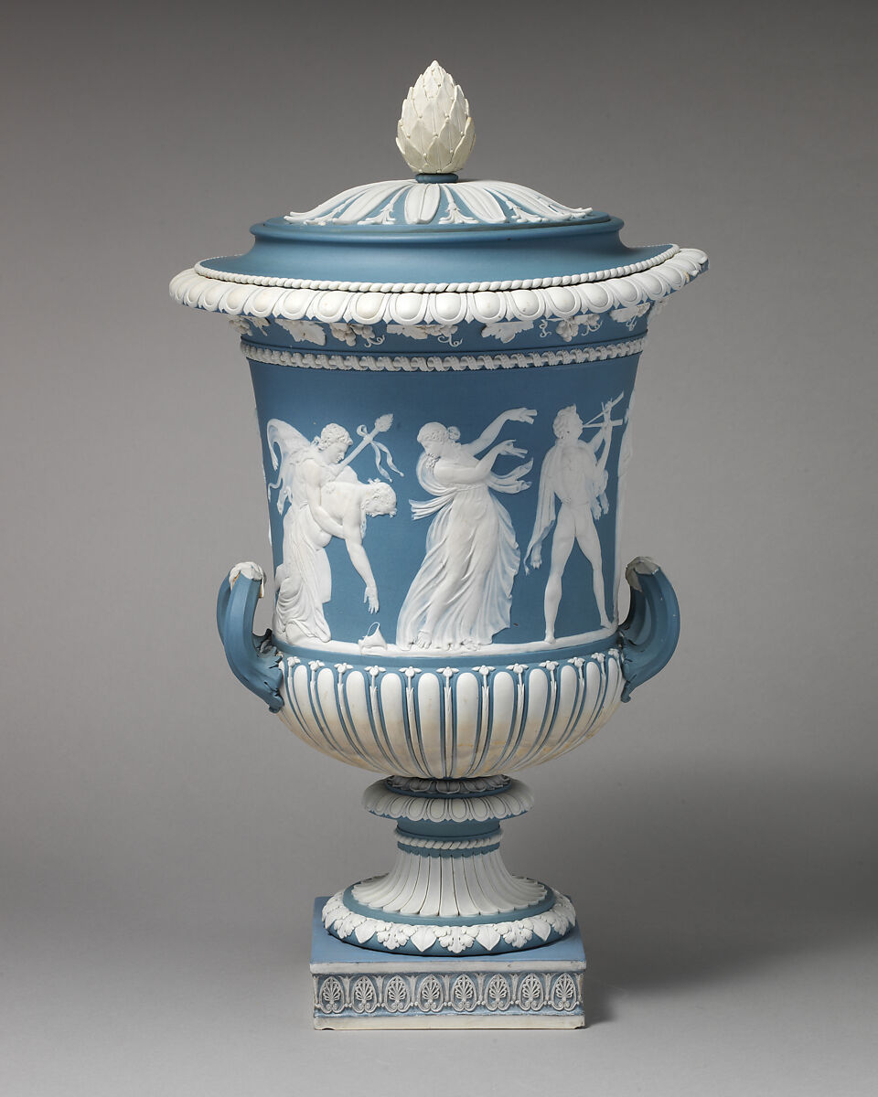 Urn with cover, Jan (or Jean) de Vaere (or Devaere) (Flemish, 1754–1830), Jasperware, British, Etruria, Staffordshire 