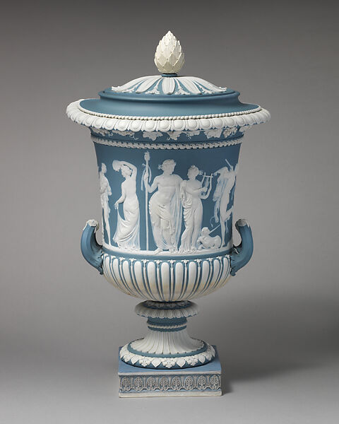 Urn with cover, Jan (or Jean) de Vaere (or Devaere) (Flemish, 1754–1830), Jasperware, British, Etruria, Staffordshire