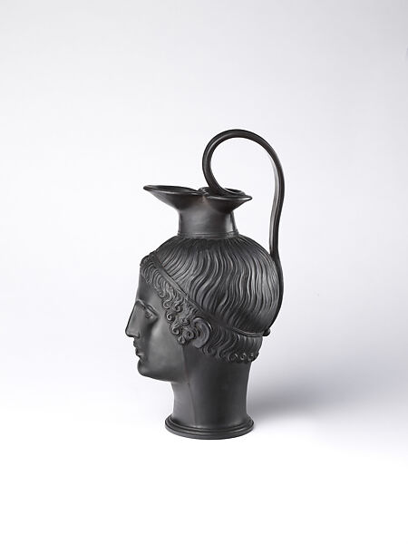 Jug in the form of a young man's head, Josiah Wedgwood and Sons (British, Etruria, Staffordshire, 1759–present), Black basalt ware, British, Etruria, Staffordshire