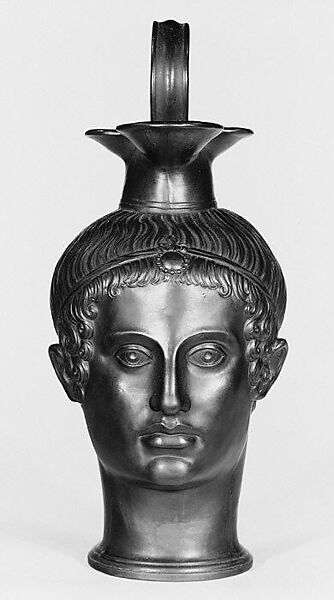 Jug in the form of a young man's head, Josiah Wedgwood and Sons (British, Etruria, Staffordshire, 1759–present), Black basalt ware, British, Etruria, Staffordshire