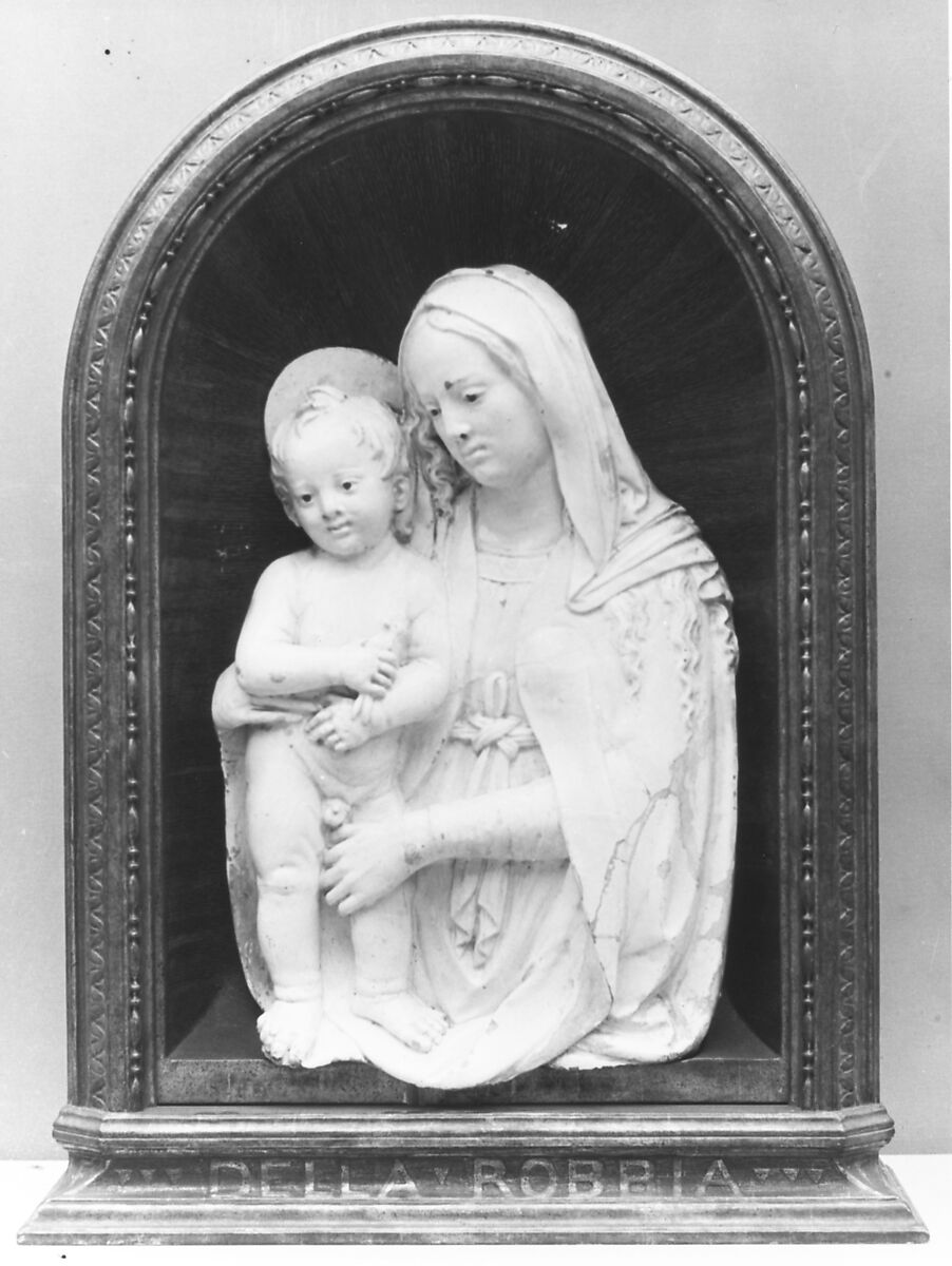 Madonna and Child, Probably workshop of Giovanni della Robbia (Italian, Florence 1469–1529/30 Florence), Glazed terracotta, Italian, Florence 