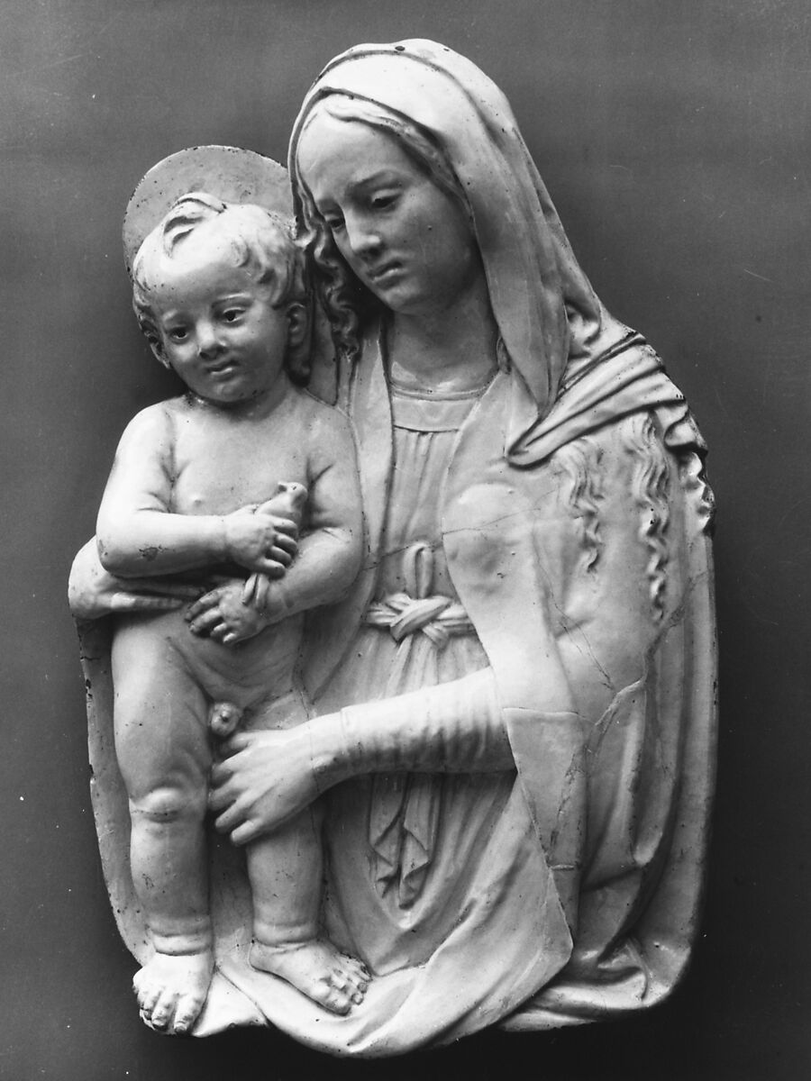 Madonna and Child, Probably workshop of Giovanni della Robbia (Italian, Florence 1469–1529/30 Florence), Glazed terracotta, Italian, Florence