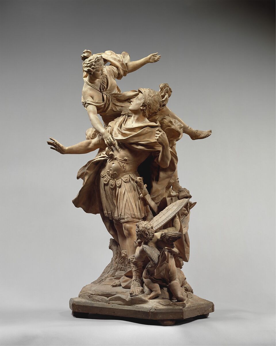 Venus Giving Arms to Aeneas, Jean Cornu (French, Paris 1650–1710 Lisieux), Terracotta and painted wood, French, Paris 