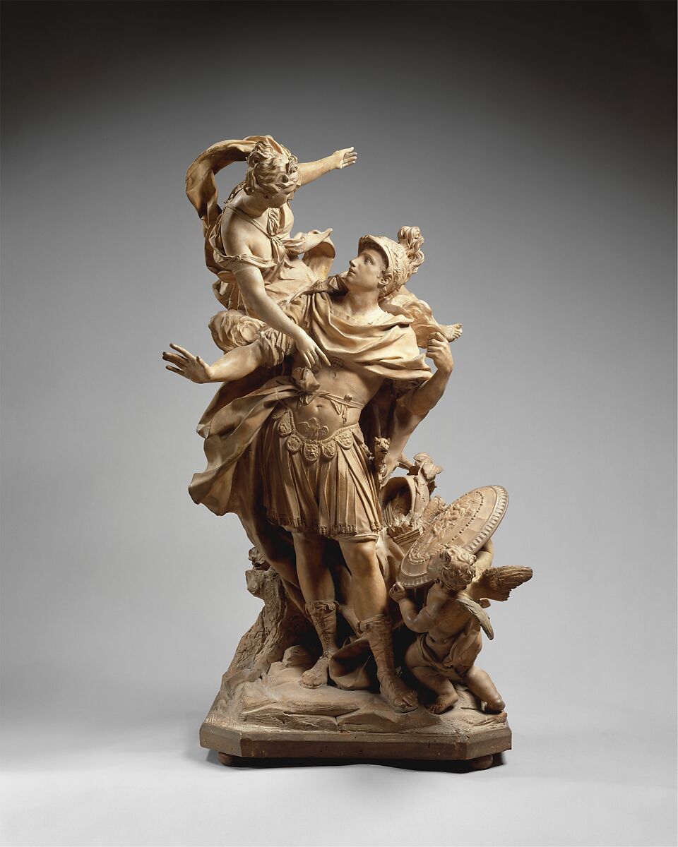 Venus Giving Arms to Aeneas, Jean Cornu (French, Paris 1650–1710 Lisieux), Terracotta and painted wood, French, Paris