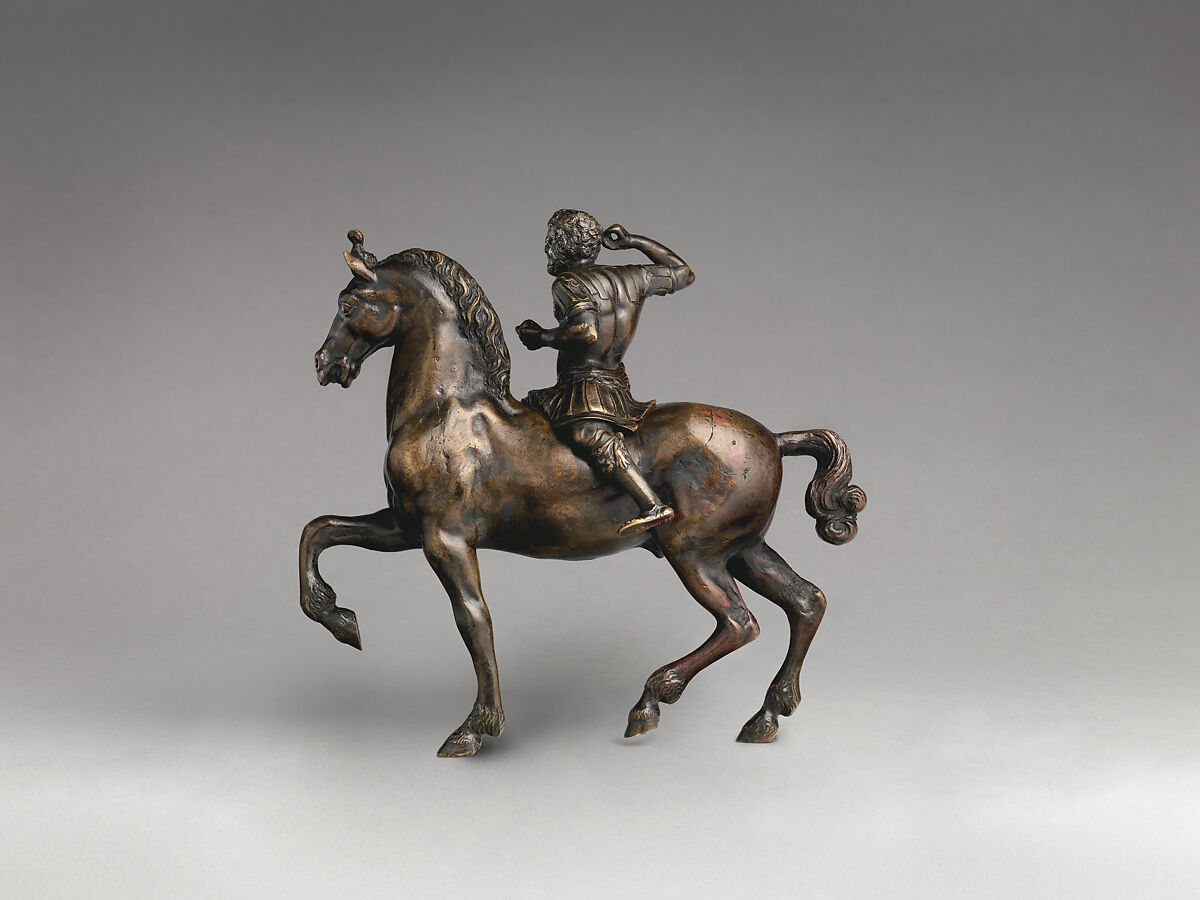 Horse and rider, Bronze, Northern Italian