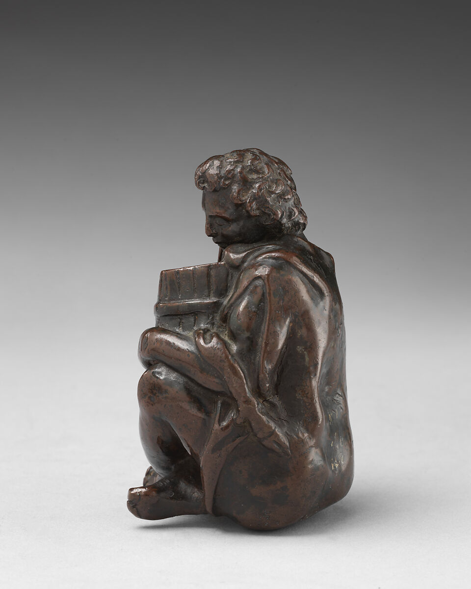 Boy with a barrel, Bronze, black lacquer patina, probably Italian