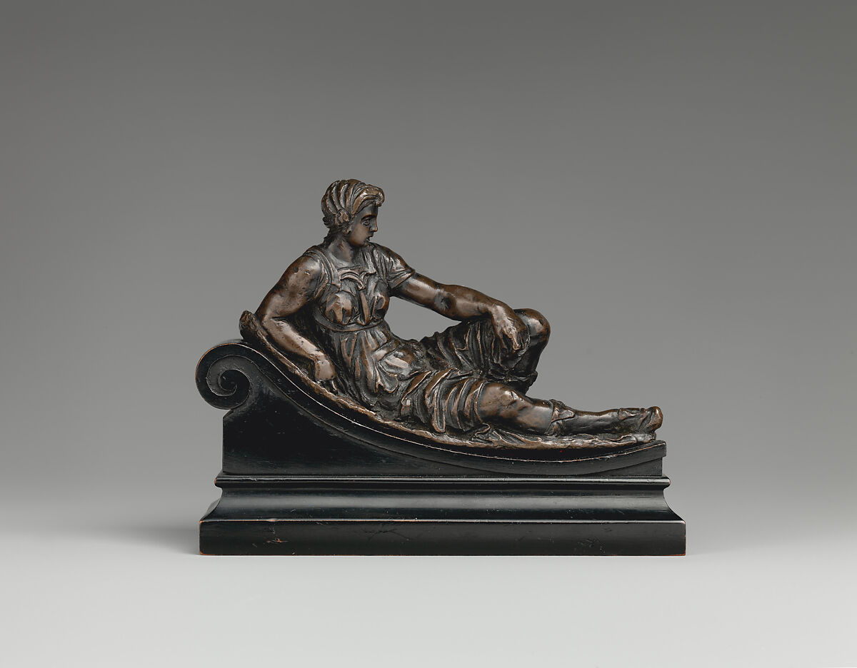 Reclining female figure, Bronze, on a later wood base, Italian, probably Rome 