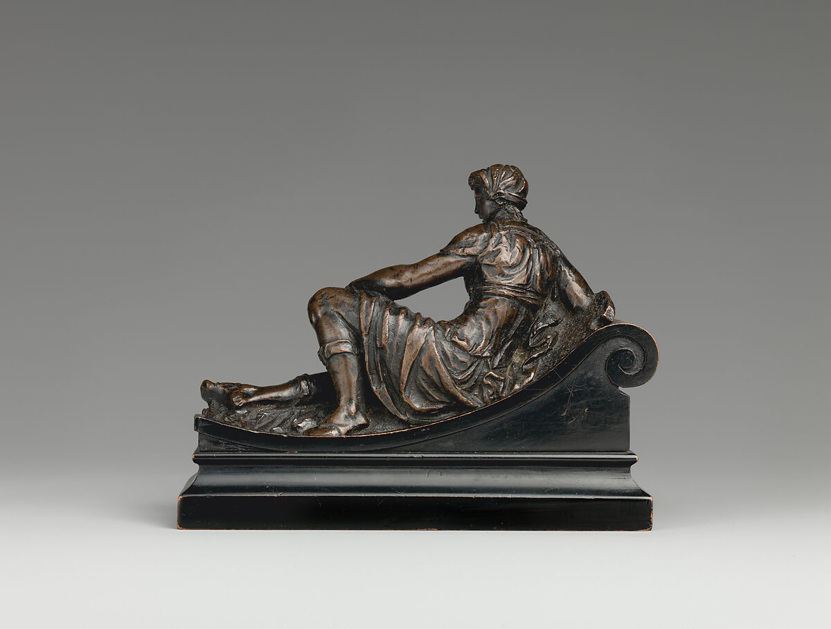 Reclining female figure, Bronze, on a later wood base, Italian, probably Rome