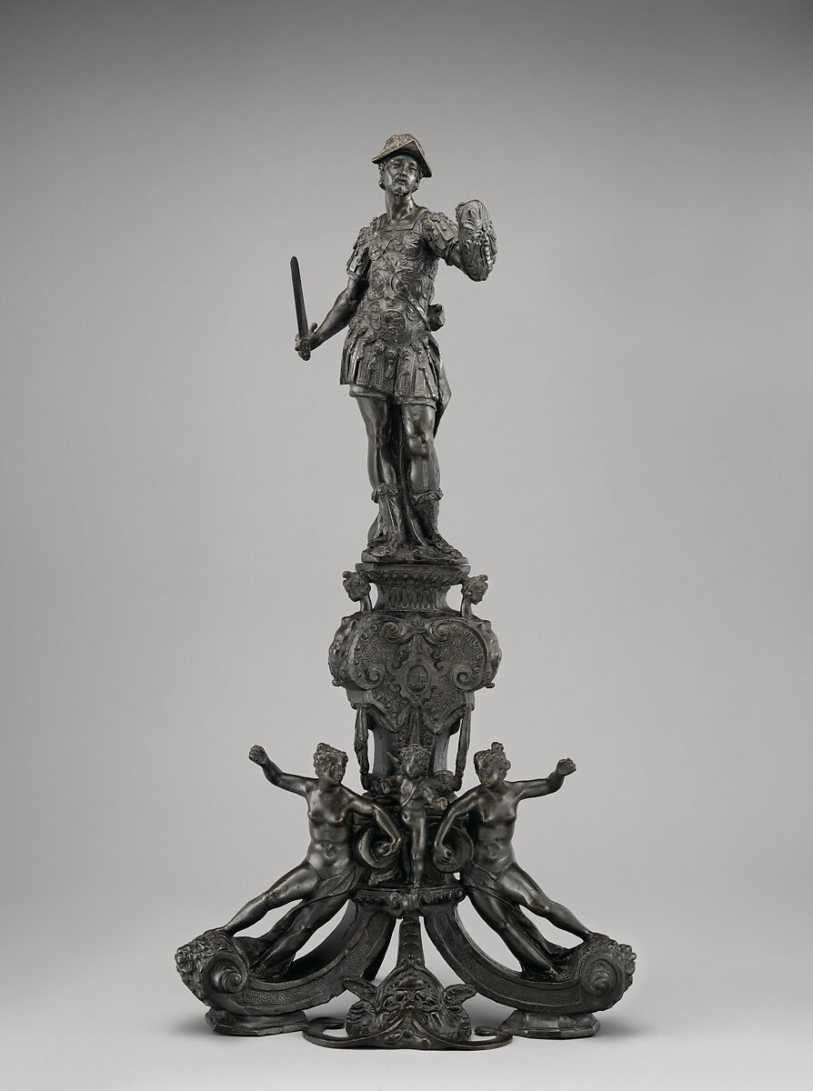 Andiron with figure of Mars (one of a pair), Style of Danese Cattaneo (Italian, ca. 1512–1572), Bronze, Italian, Venice 