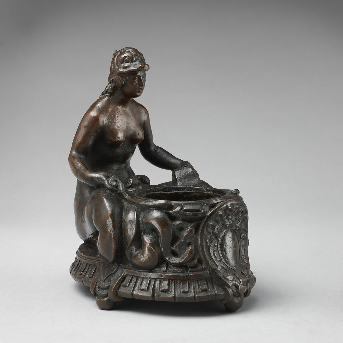 Mermaid with ink pot, Bronze, Italian, possibly Venice