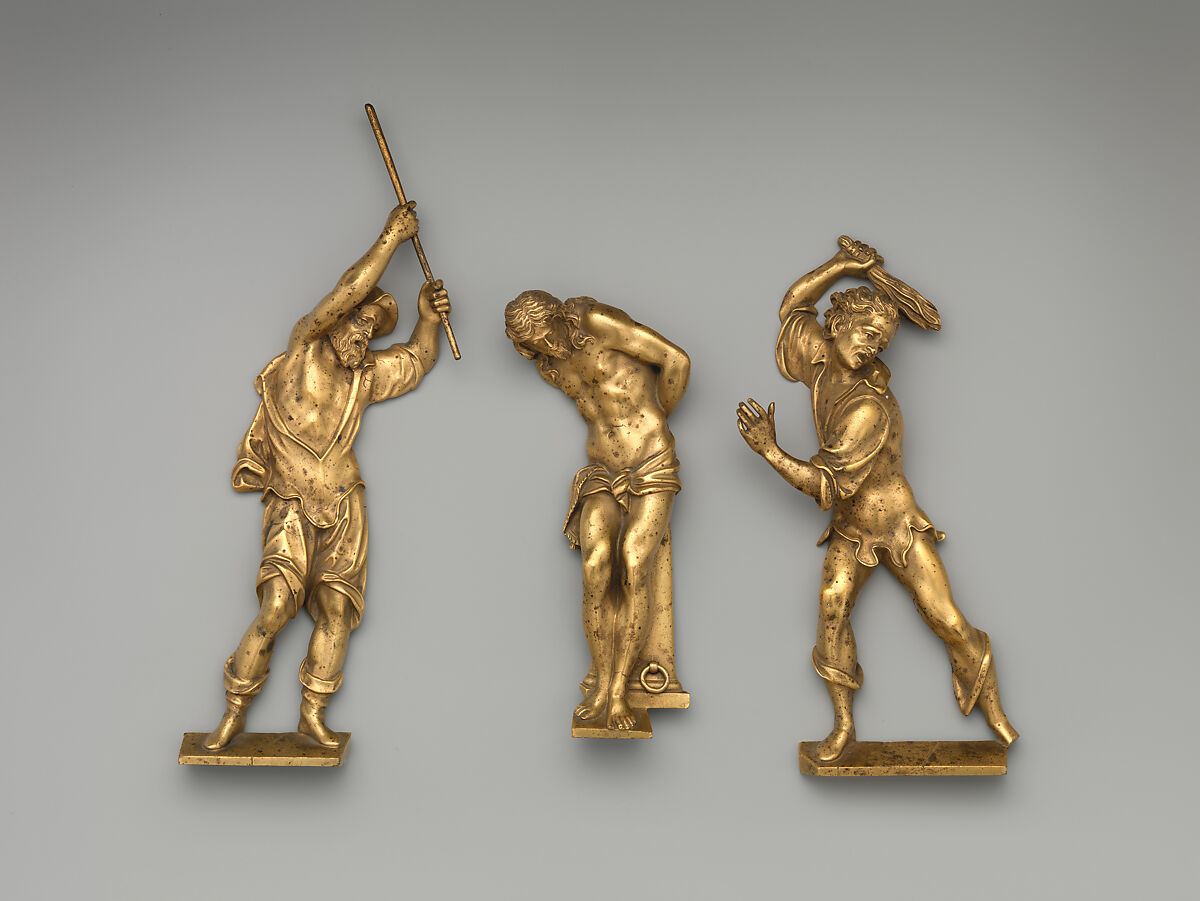 The flagellation of Christ, Follower of Giambologna (Netherlandish, Douai 1529–1608 Florence), Bronze gilt, Italian, Florence 