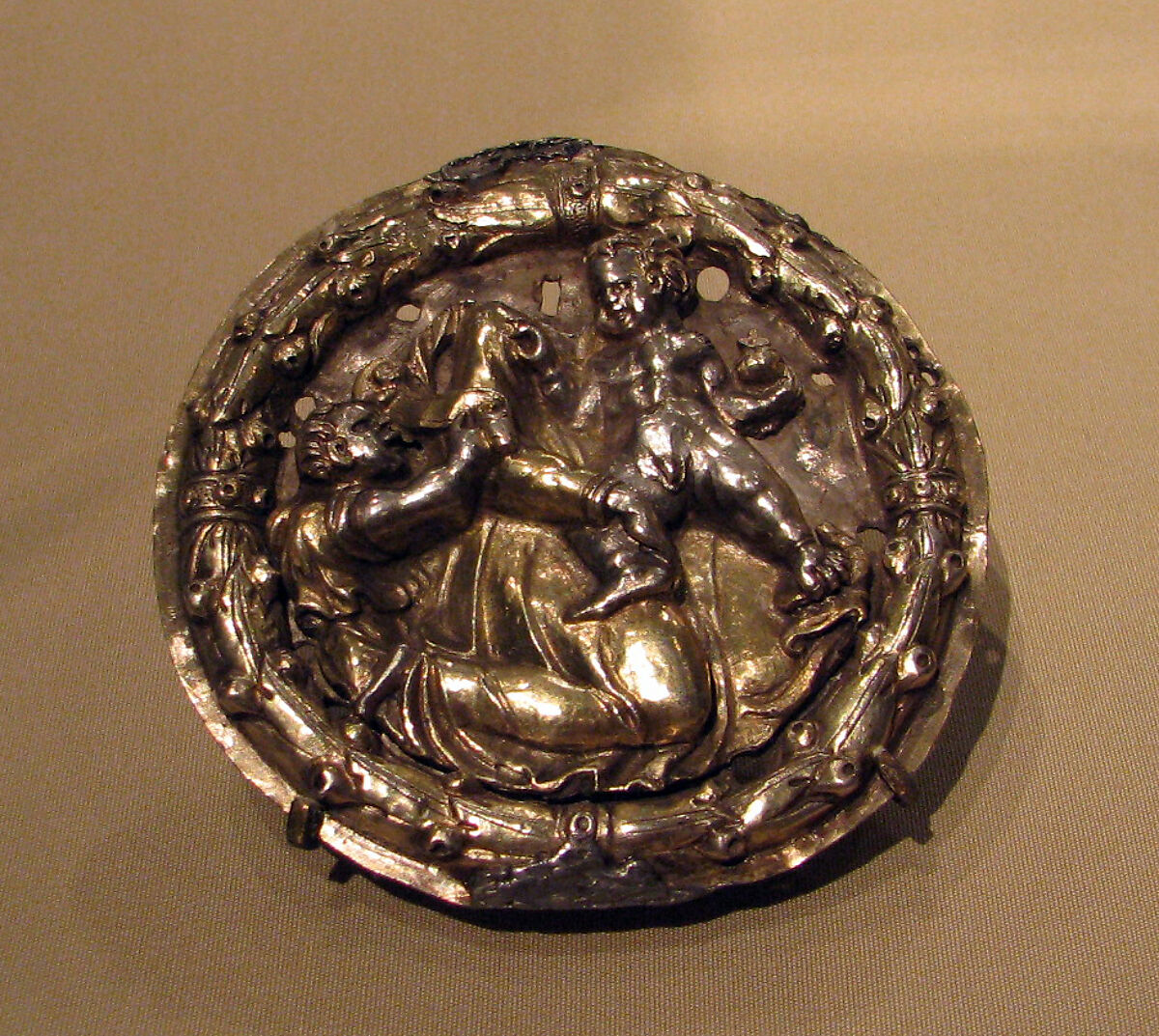 Virgin and Child with Young Saint John the Baptist, After a composition by Francisco Beccerril (Spanish (Cuenca), 1494–1572), Silver, partially gilded, Spanish, Cuenca 