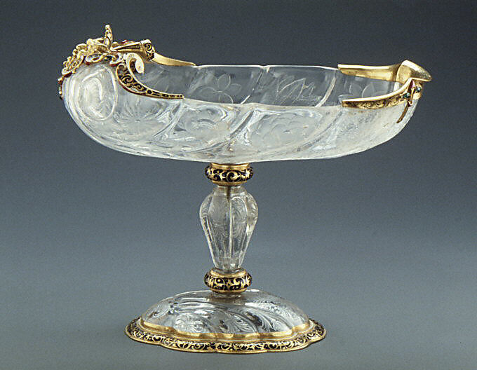 Standing cup, After a design by Reinhold Vasters (German, Erkelenz 1827–1909 Aachen), Rock crystal, gold, enamel, German 