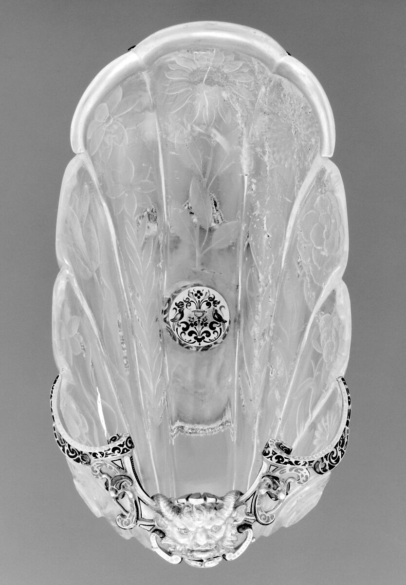 Standing cup, After a design by Reinhold Vasters (German, Erkelenz 1827–1909 Aachen), Rock crystal, gold, enamel, German