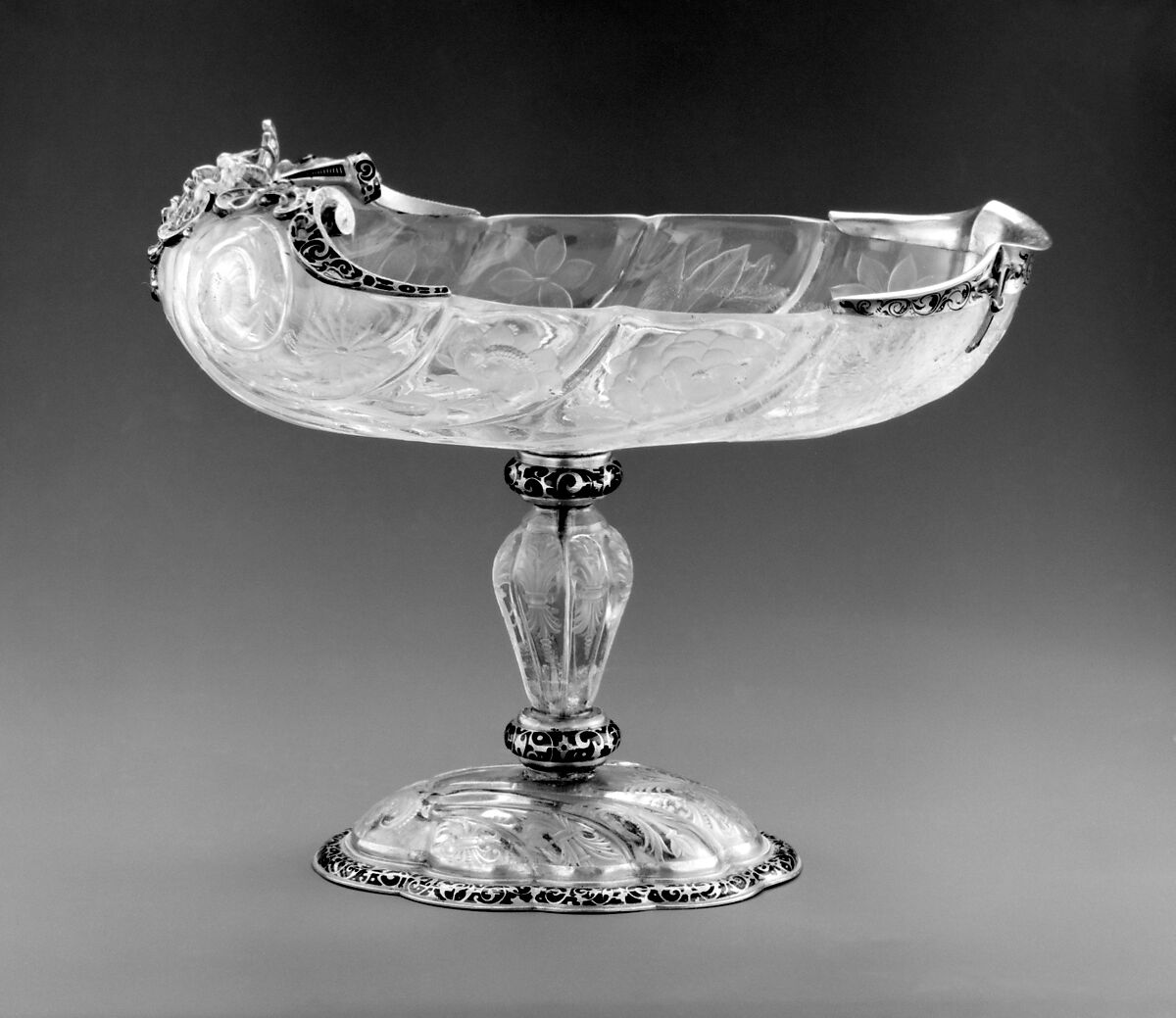 Standing cup, After a design by Reinhold Vasters (German, Erkelenz 1827–1909 Aachen), Rock crystal, gold, enamel, German